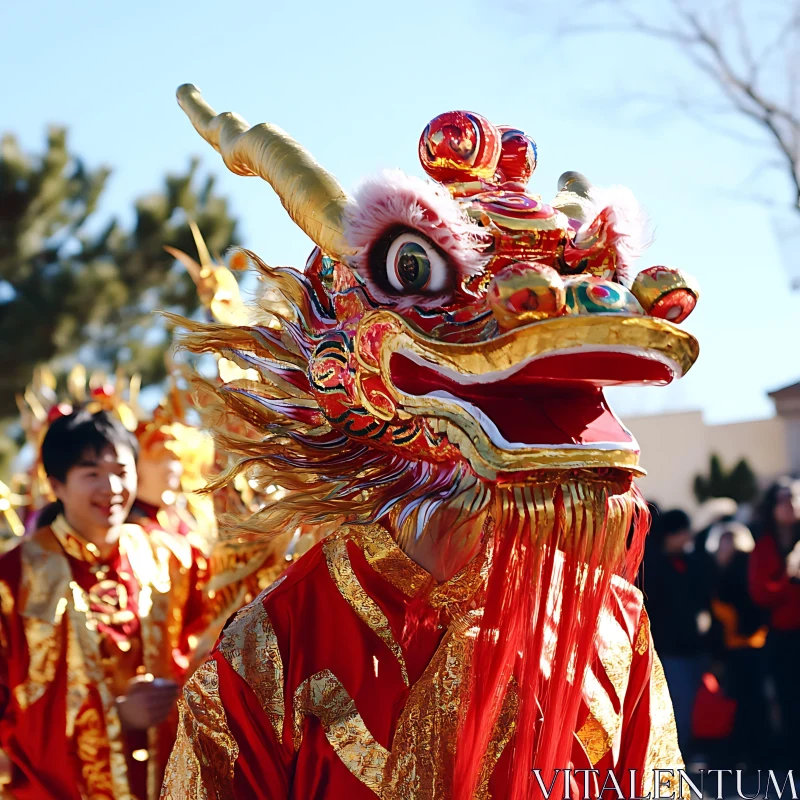 Festive Dragon Costume at a Cultural Event AI Image