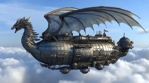 Flying Steampunk Dragon Airship