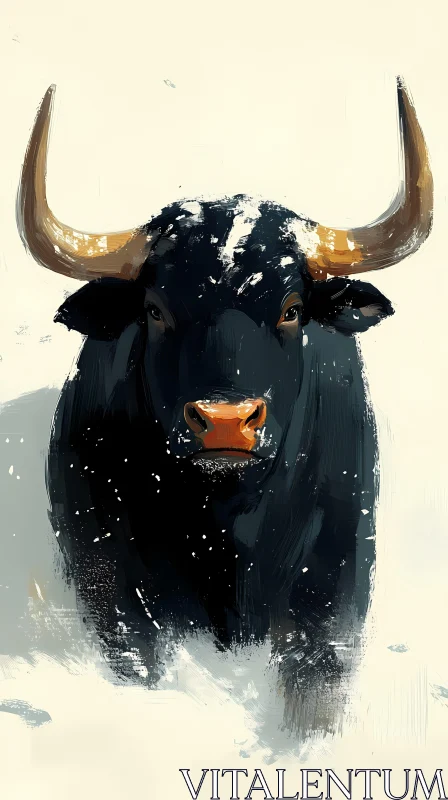 AI ART Bull Standing Amidst Snow