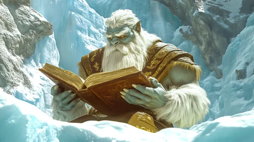 Abominable Snowman Reading in the Mountains