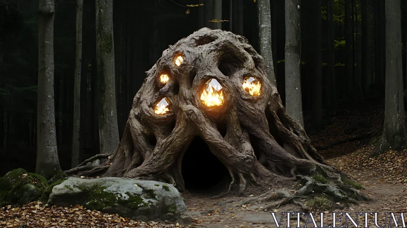 AI ART Mystical Tree Dwelling in the Woods