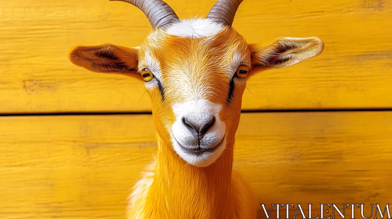 Vivid Goat Image Against Yellow Boards AI Image