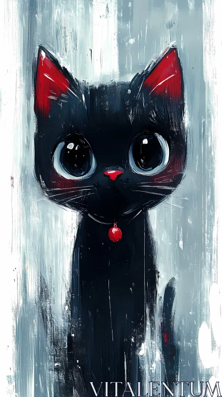 Whimsical Black Cat Artwork AI Image