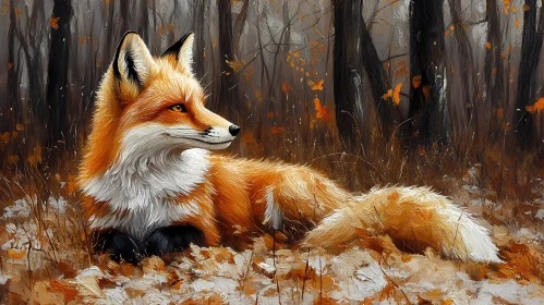 Serene Fox Resting in Nature