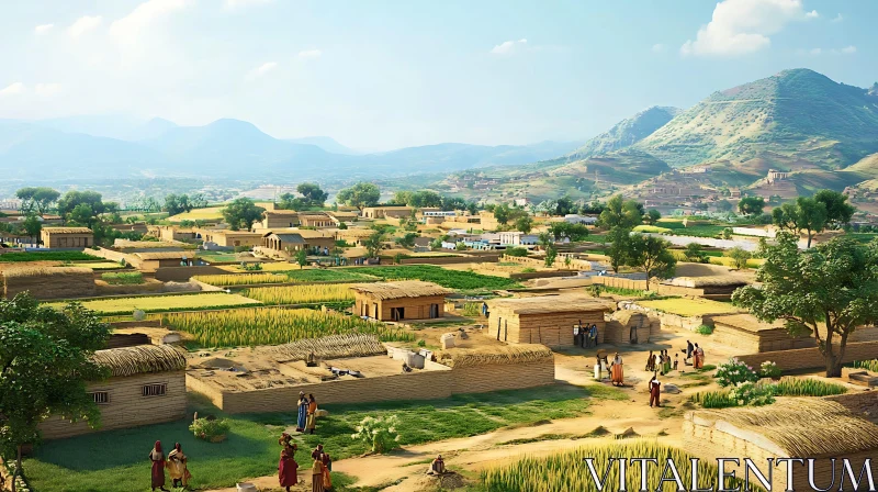 Rural Settlement in Ancient Times AI Image