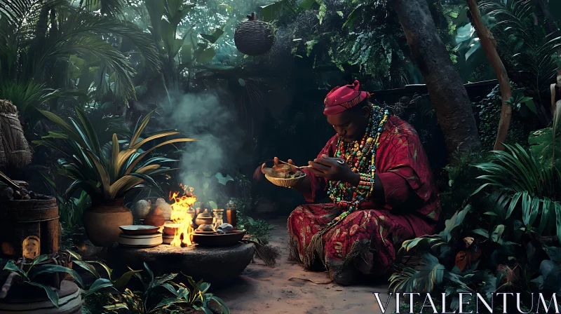 AI ART Traditional Ritual in Lush Jungle