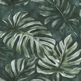 Green Monstera Leaves Artwork