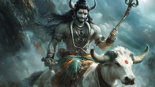 Serene God on Bull Artwork