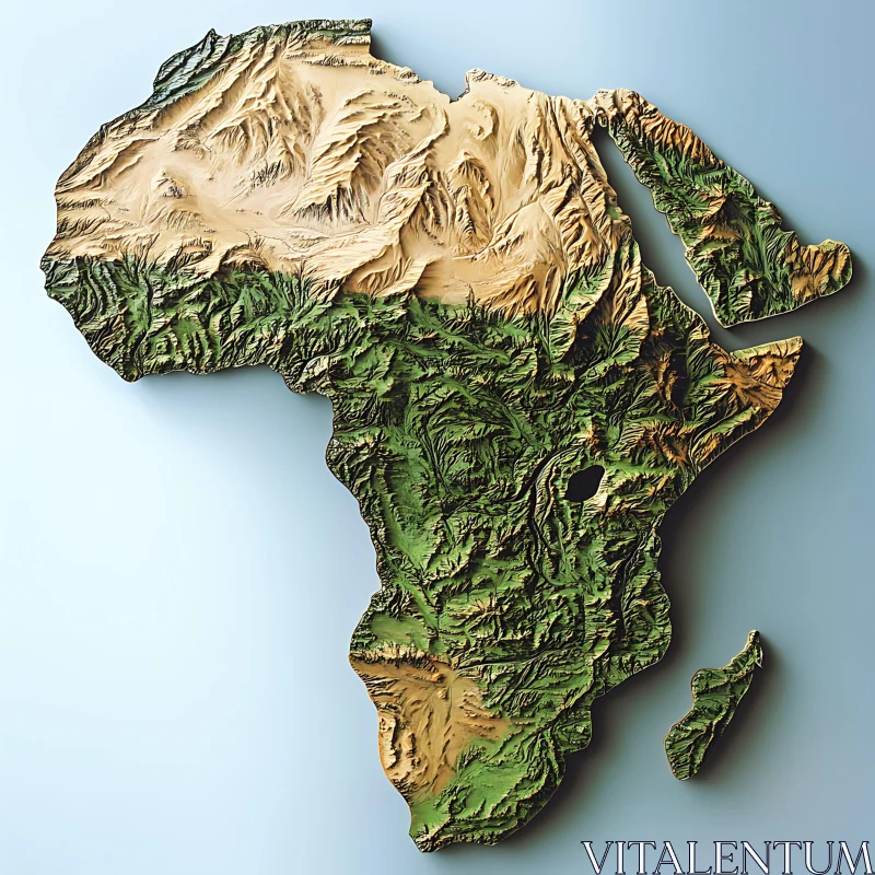 Topographical Africa: A Relief Map Visualization AI Image