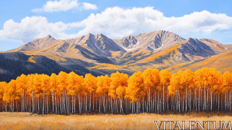 AI ART Stunning Mountain and Aspen Grove