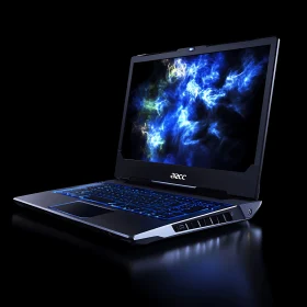 Sleek Laptop Featuring Abstract Digital Screen