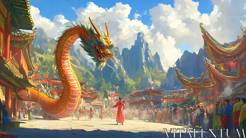 AI ART Chinese Dragon Festival Celebration