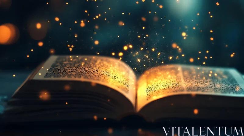 AI ART Mystical Book with Floating Lights