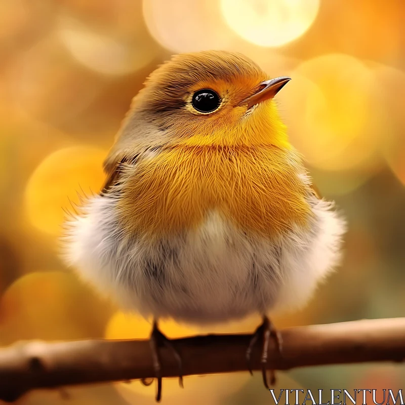 Robin Portrait on a Branch AI Image