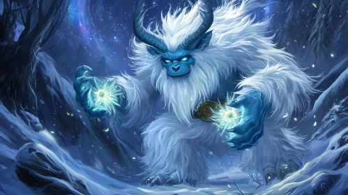 Snow Creature Holding Magic Blooms