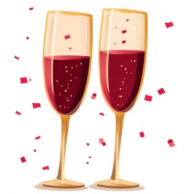 Two Champagne Glasses with Confetti