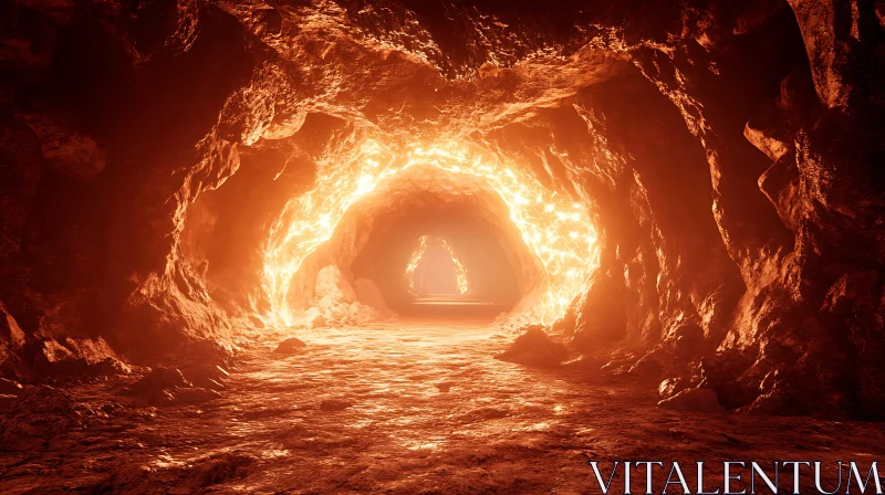 Illuminated Cave Entrance AI Image