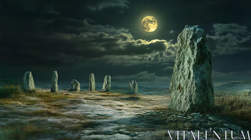 AI ART Ancient Stones at Night