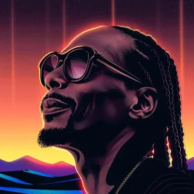 Snoop Dogg Imagery with Vibrant Sunset