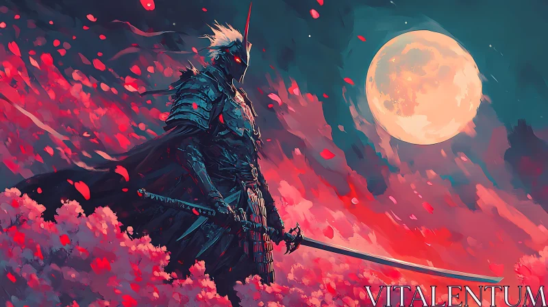 AI ART Moonlit Samurai: A Warrior's Stance