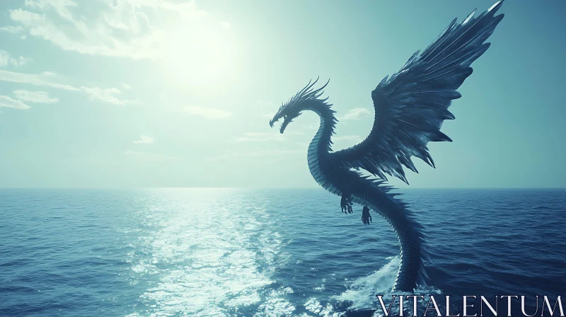 AI ART Dragon Over the Sea