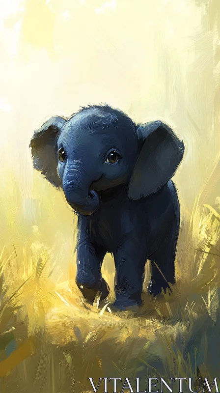 AI ART Adorable Baby Elephant Artwork