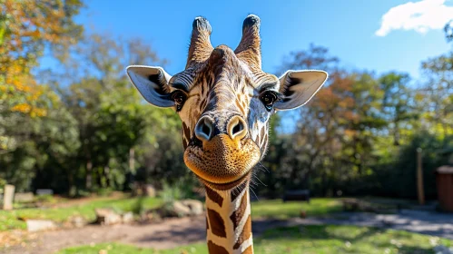 Giraffe Face in the Forest