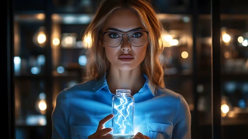 Electric Woman with Jar of Lightning