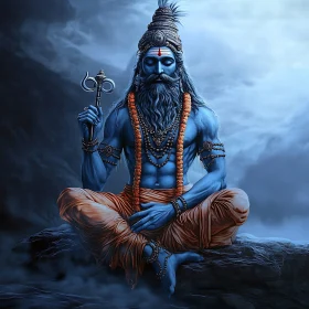 Blue Deity in Contemplation