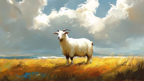 Tranquil Landscape with a Goat