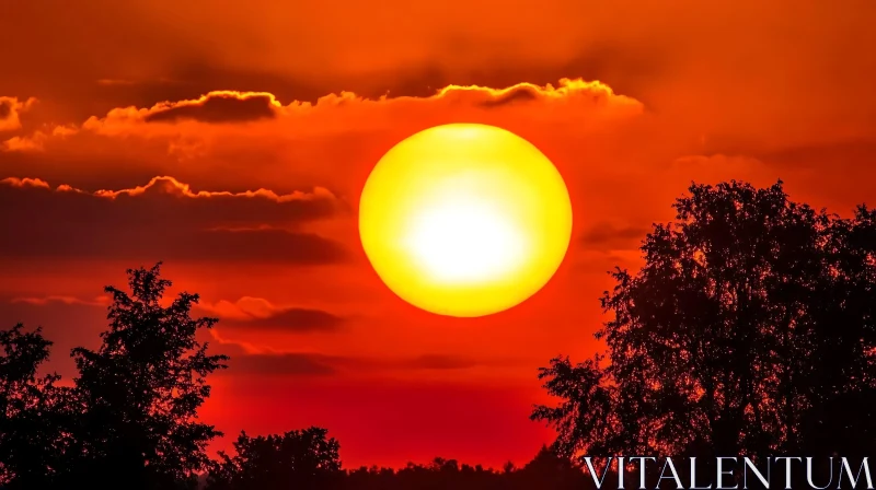 AI ART Fiery Sunset Over the Horizon
