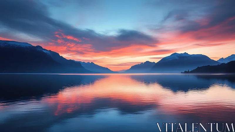 Tranquil Lake at Sunset AI Image