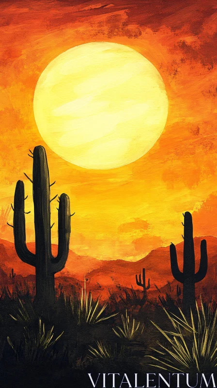 AI ART Vivid Desert Sunset Scenery