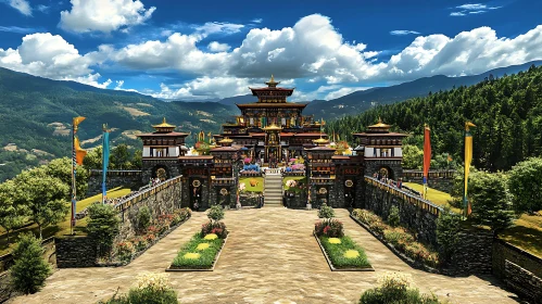 Bhutanese Monastery Scenery