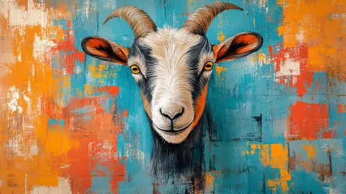 Colorful Goat Art Piece
