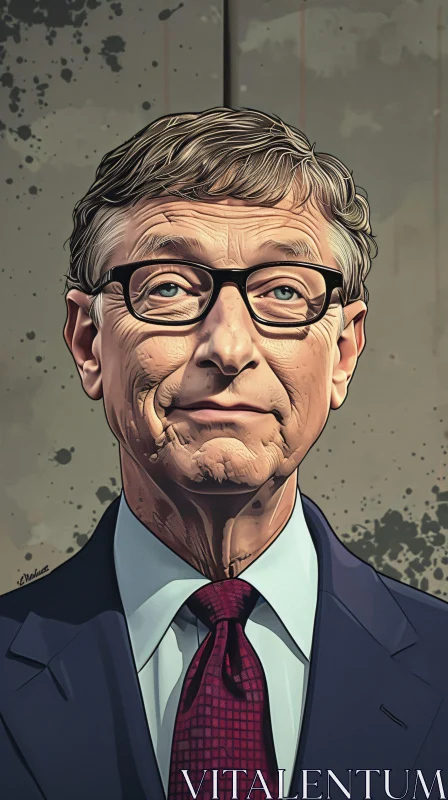 Artistic Rendering of Bill Gates with Glasses AI Image