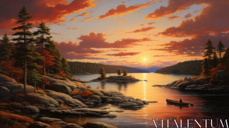 Captivating Sunset Reflection on a Tranquil Lake AI Image