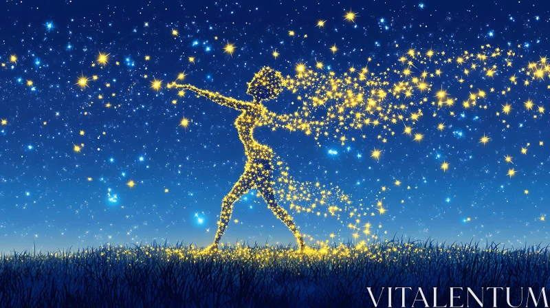 AI ART Celestial Strides: A Starlit Silhouette