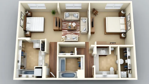 Apartment Layout Design Rendering