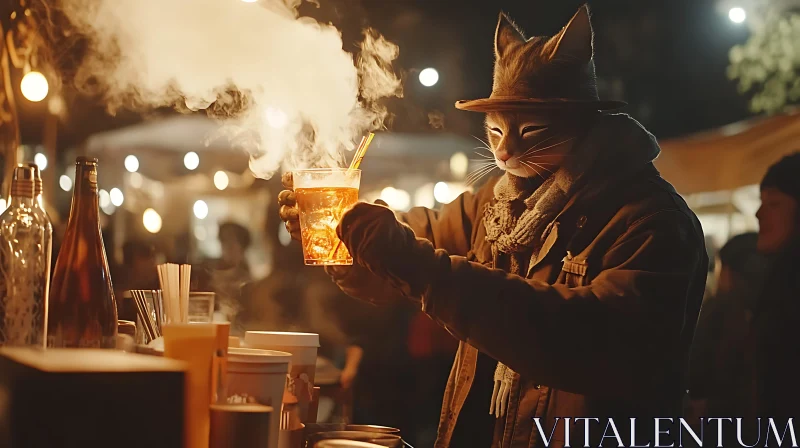 Anthropomorphic Cat Bartender AI Image