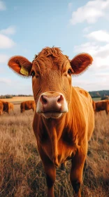 Brown Cow in Serene Countryside