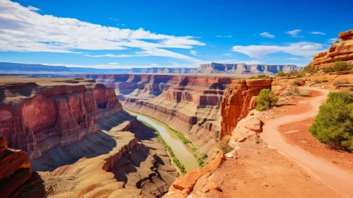 Iconic American Canyon Landscape in Light Maroon and Turquoise Tones