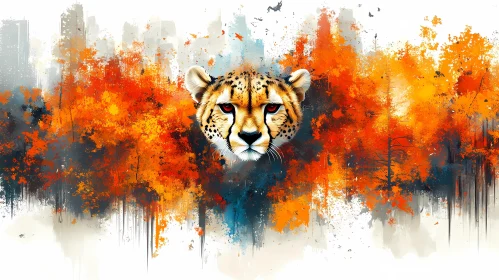 Wildlife Art: Cheetah in Autumn