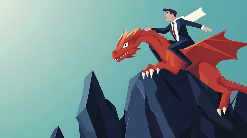 Business Success: Dragon Rider Illustration