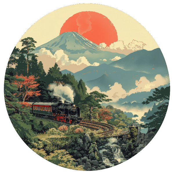 Vintage Steam Train in Majestic Mountain Landscape