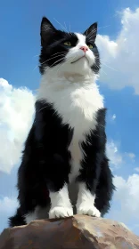 Proud Cat on a Rock