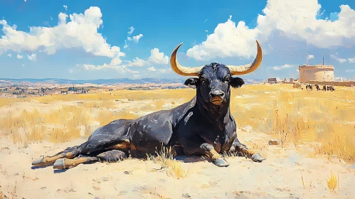 Regal Bull in a Rural Landscape