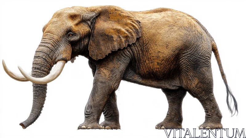 Elephant with Detailed Textures and Tusks AI Image