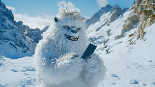 Abominable Snowman with Mobile Phone