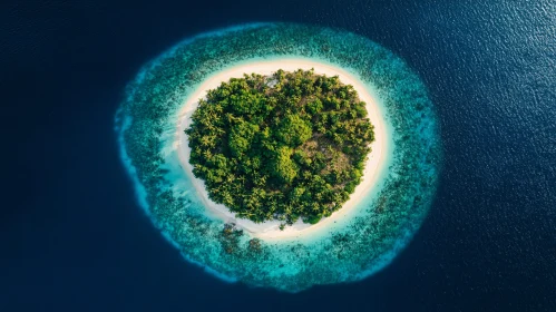 Lush Tropical Island with Sandy Beach and Turquoise Waters